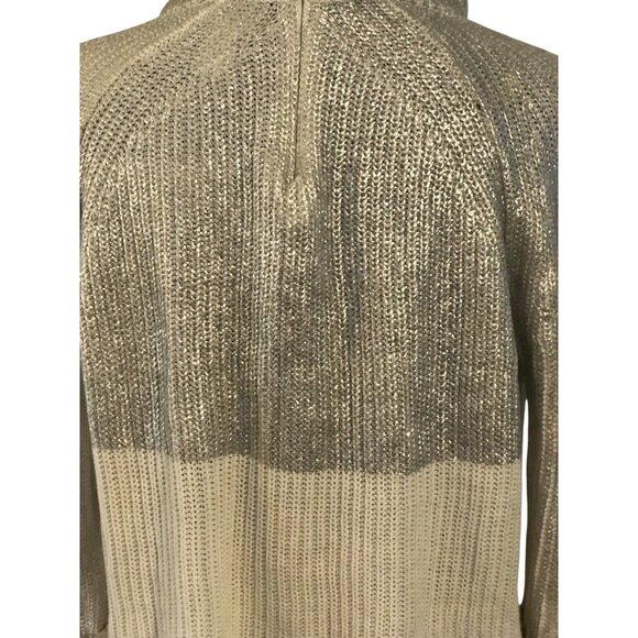 Chicos Silver Cream Crewneck Pullover Glitz Zipper Back Sweater Sz M - Picture 10 of 14